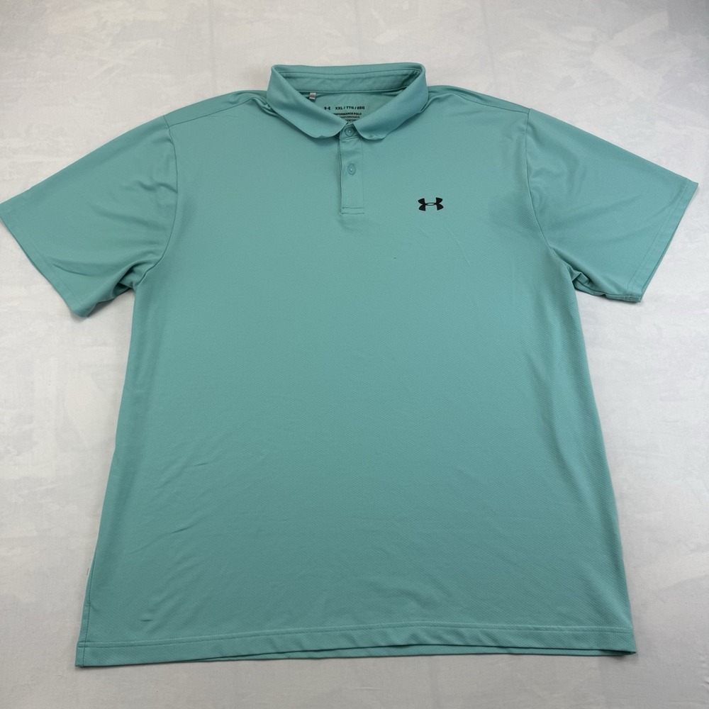 Under Armour Performance Polo Mens XXL Teal HeatGear Loose